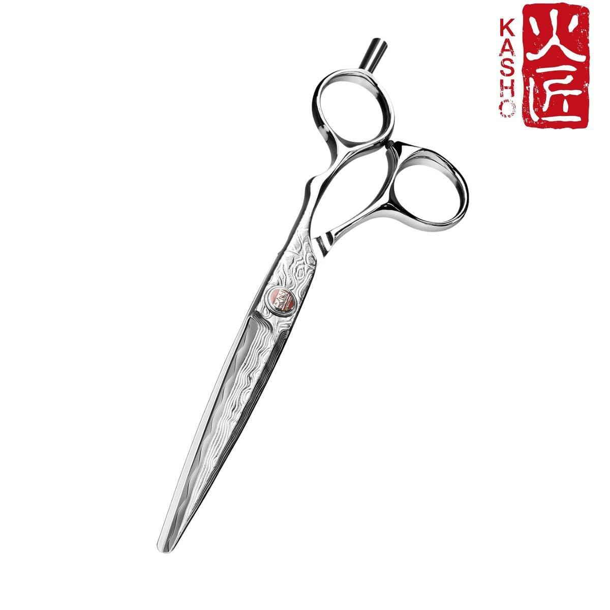 Kasho Damascus Offset Hair Cutting Scissors - Japan Scissors