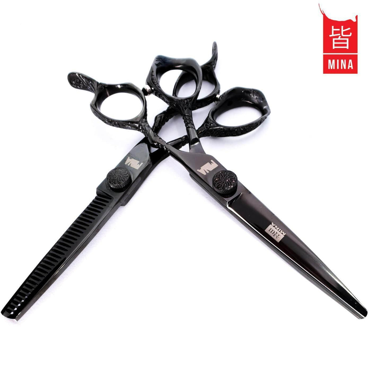 Mina Ash Black Cutting &amp; Thinning Scissors Set - Japan Scissors